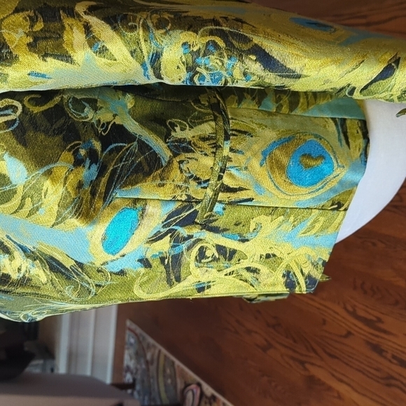 3 Sisters Jacket green Peacock print Women's Open cropped blazer Reg $289 sz xs - Picture 4 of 11